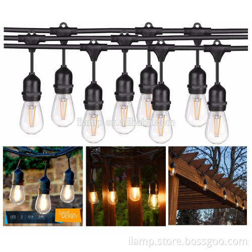 Outdoor waterproof commercial grade LED string lights with hanging Sockets